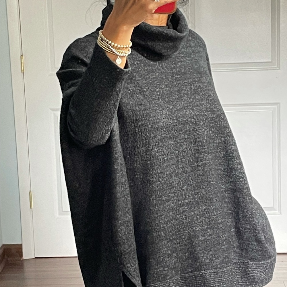 Akira Dark Gray Poncho Style High Low Sweater size M/L - Picture 3 of 14